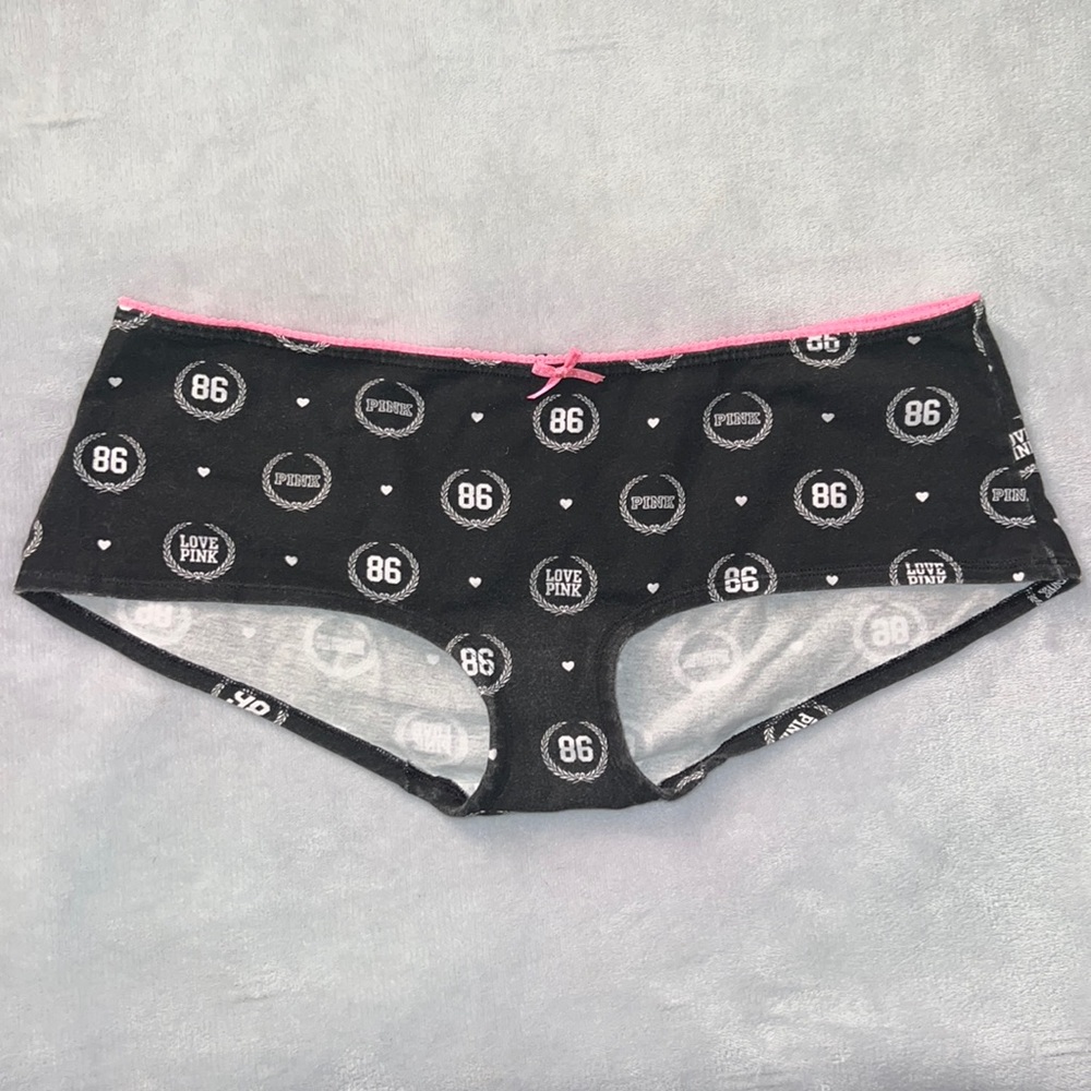 VS PINK panty boy short size M medium black pink logo monogram